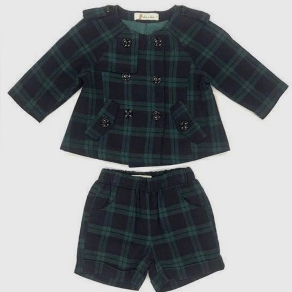 Plaid Jacket and Shorts Set